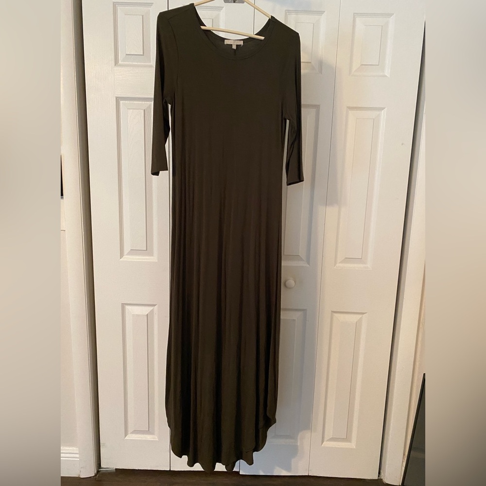 3/4 sleeve knit long dress